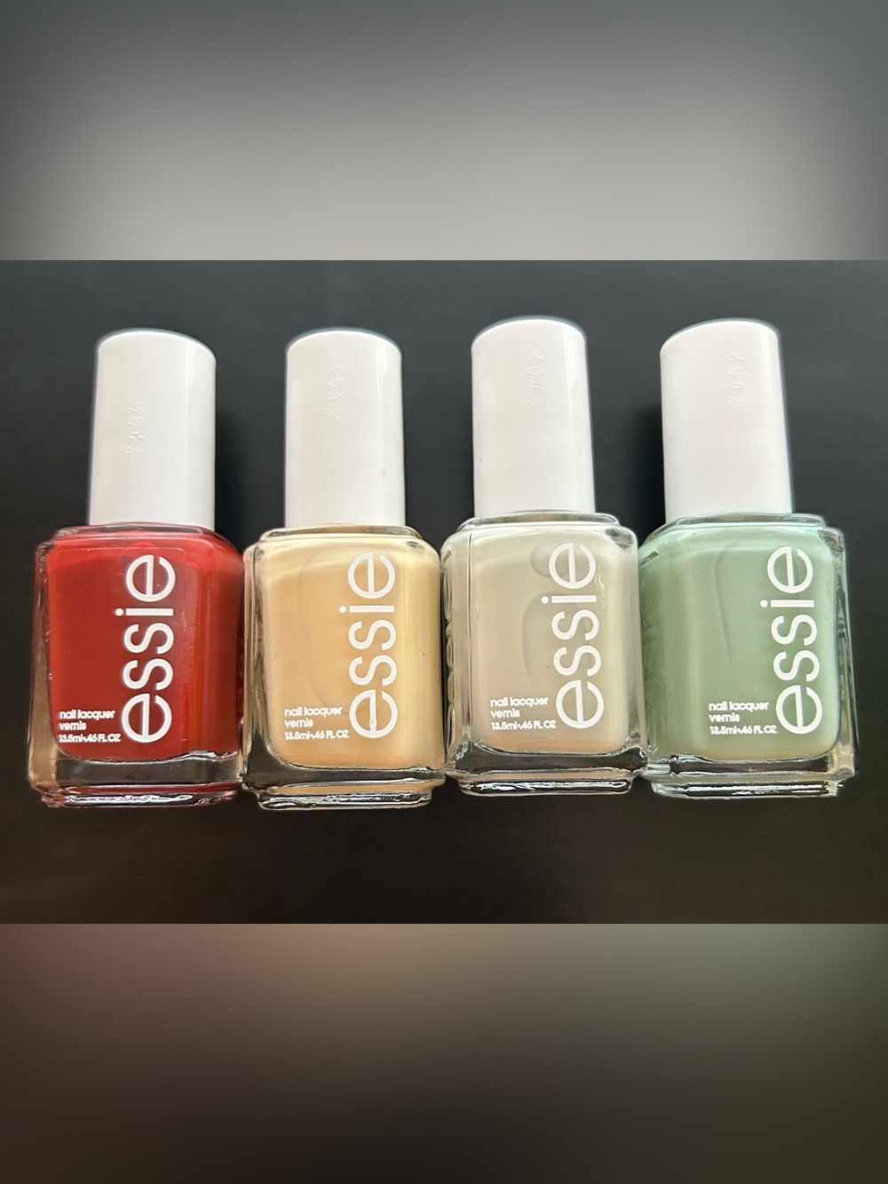 Women Nail Lacquer Set - Red, Beige, Cream, Sage Green